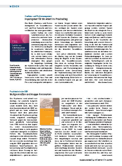Vorschauseite 1: Psychiatrie in der DDR: Mutige Ansätze und knappe Ressourcen