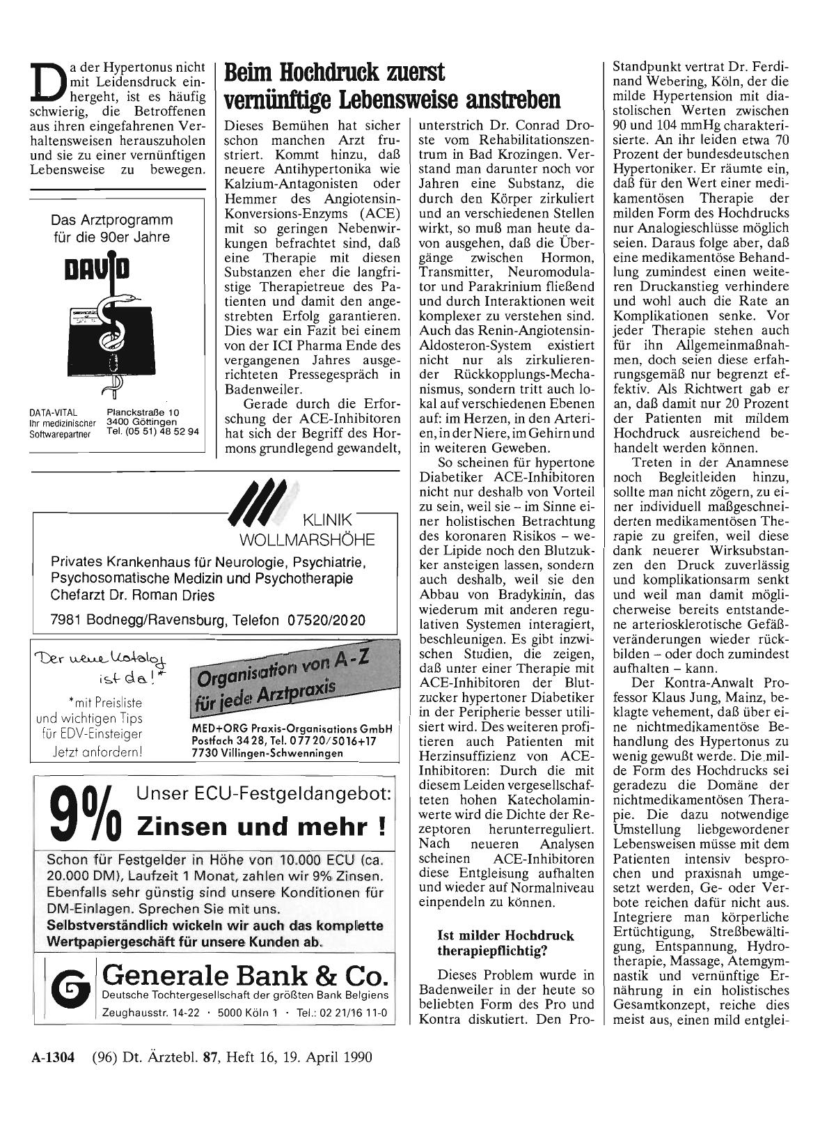 Vorschauseite 1: Beim Hochdruck zuerst vernünftige Lebensweise anstreben