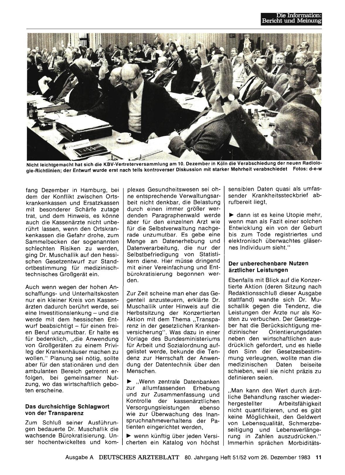 Vorschauseite 1: 1983: Die Gesundheitspolitik ist in Bewegung geraten - 1984: Neue Probleme kommen auf den Kassenarzt zu KBV-Vertreterversammlung