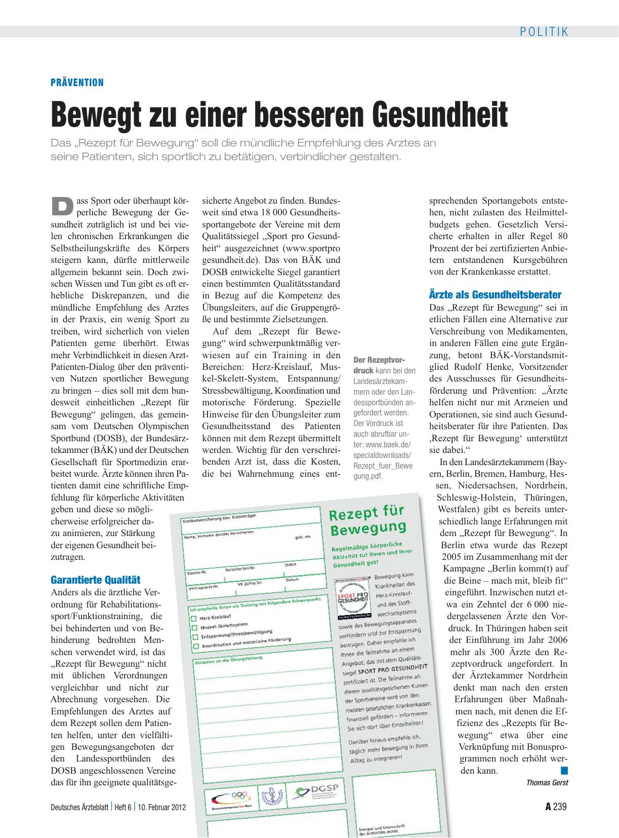 Vorschauseite 1: Prävention: Bewegt zu einer besseren Gesundheit