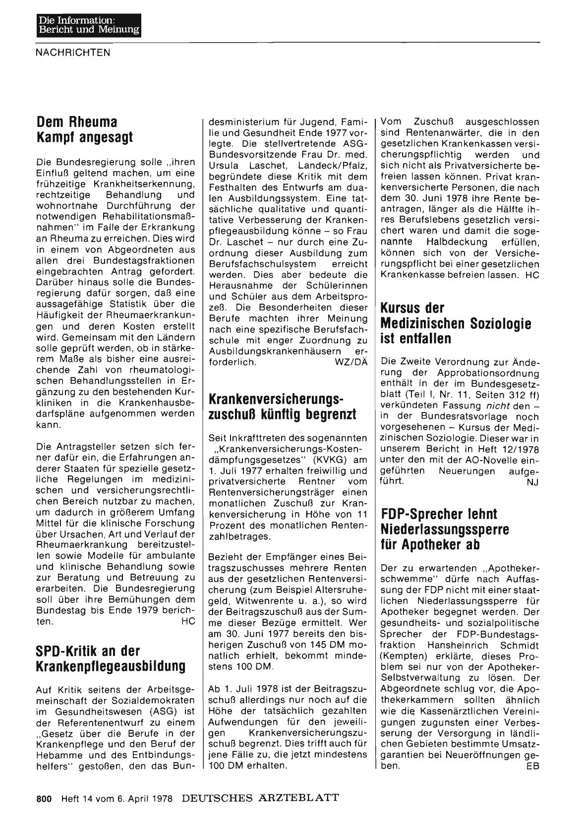 Vorschauseite 1: Kursus der Medizinischen Soziologie ist entfallen
