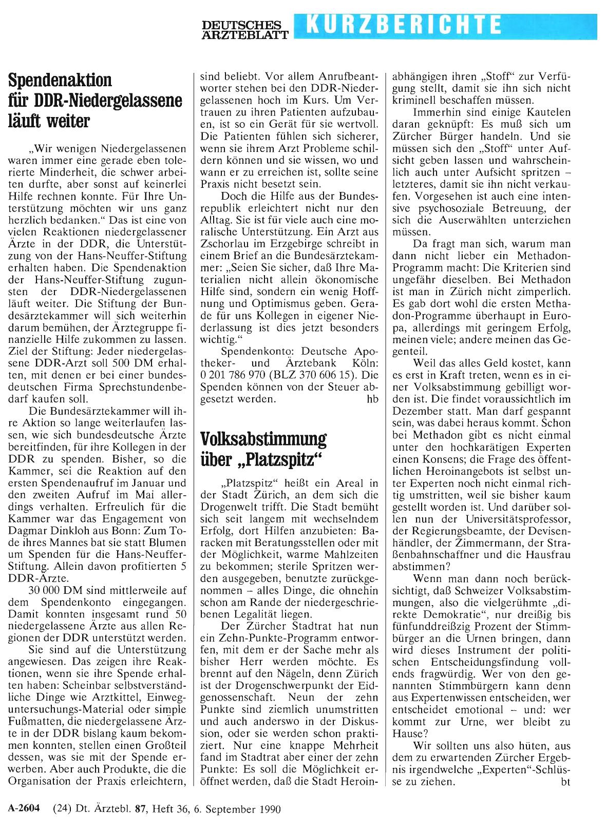 Vorschauseite 1: Volksabstimmung über „Platzspitz“