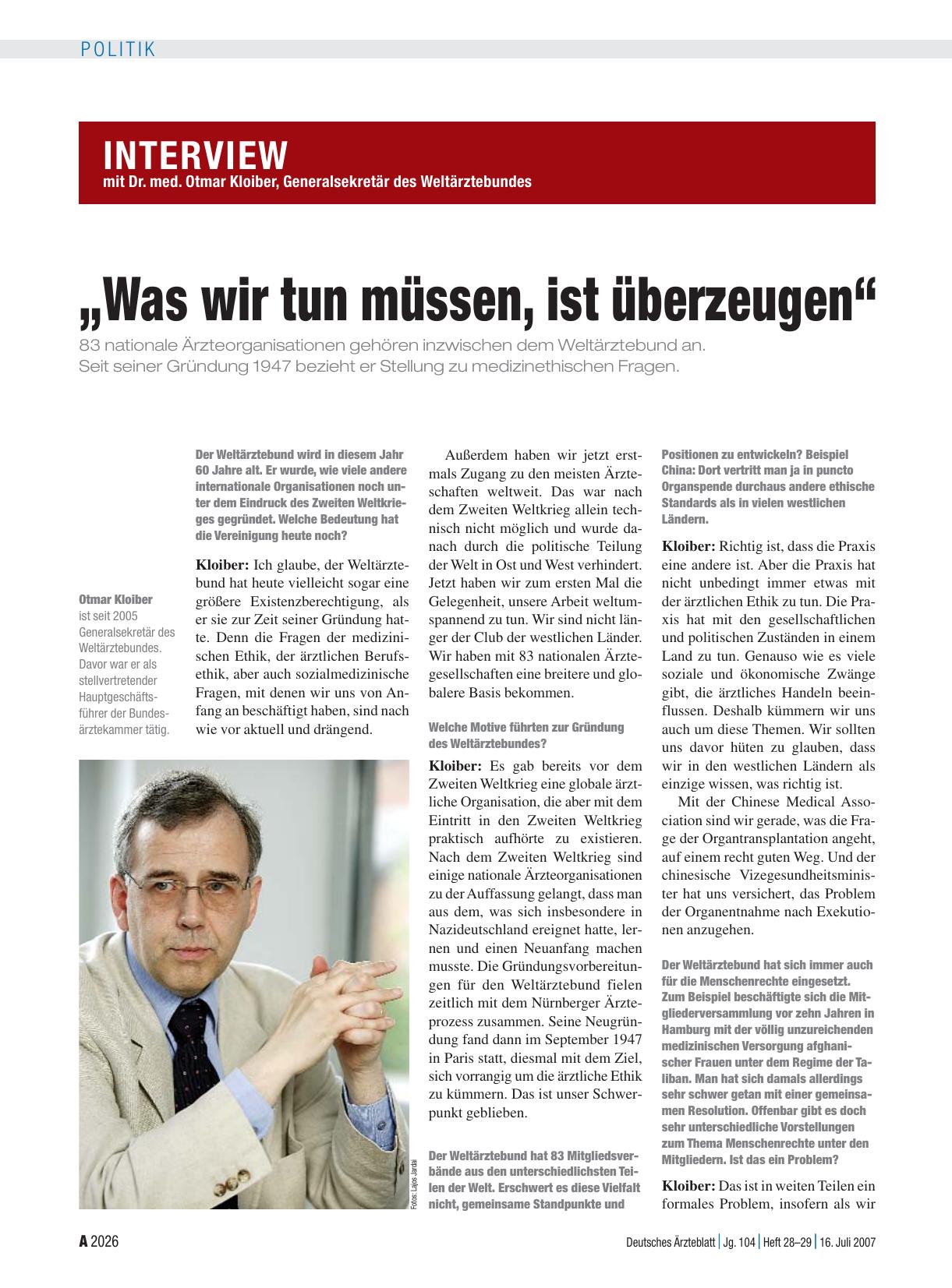 Vorschauseite 1: „Was wir tun müssen, ist überzeugen“