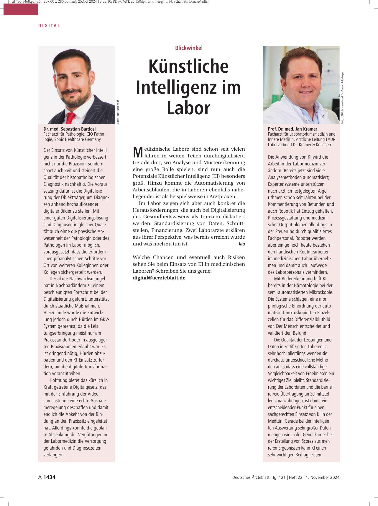 Vorschauseite 1: Blickwinkel: Künstliche Intelligenz im Labor