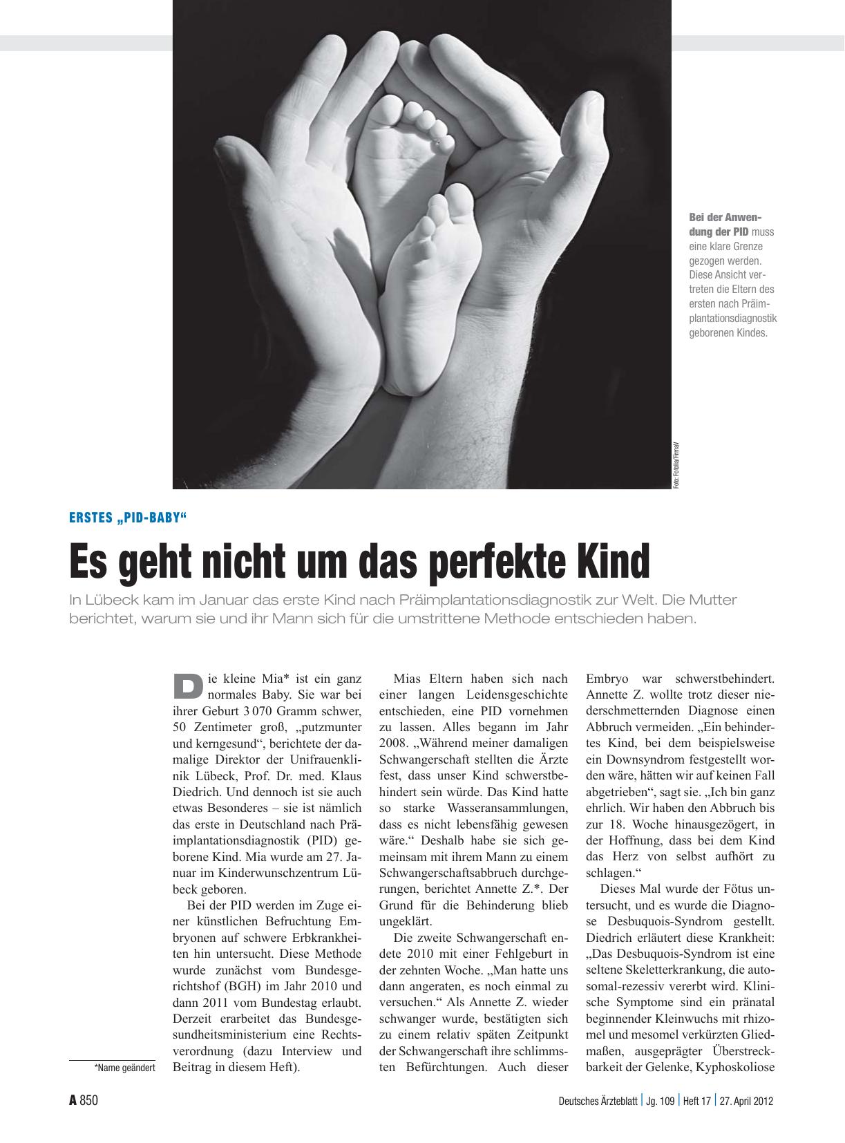 Vorschauseite 1: Erstes „PID-Baby“: Es geht nicht um das perfekte Kind