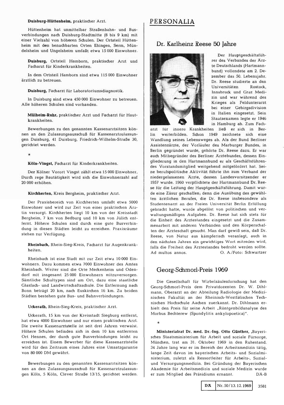 Vorschauseite 1: Georg-Schmorl-Preis 1969