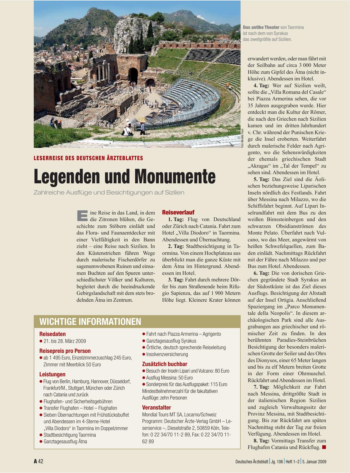 Vorschauseite 1: Legenden und Monumente: Zahlreiche Ausflüge und Besichtigungen auf Sizilien