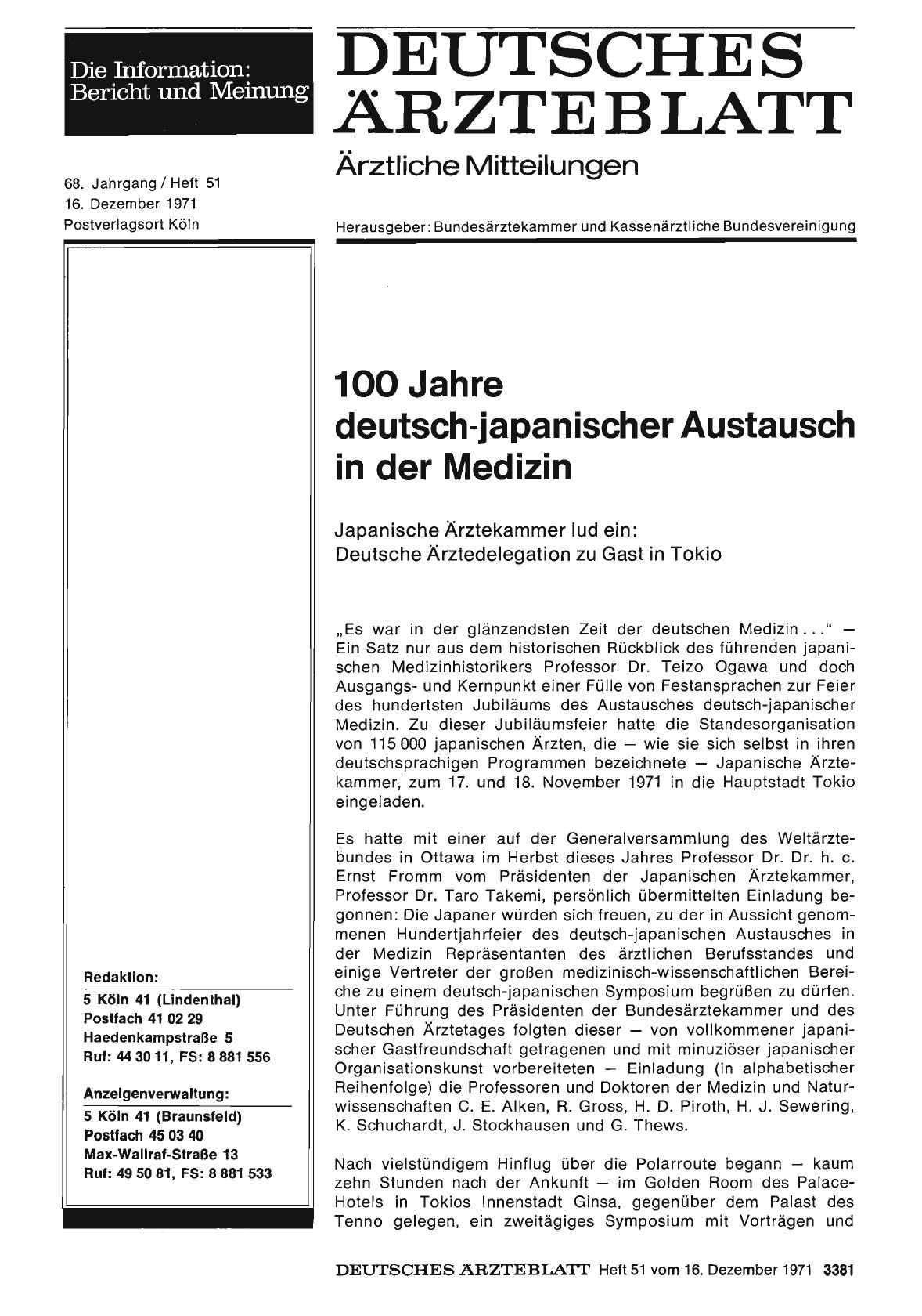 Vorschauseite 1: 100 Jahre deutsch-japanischer Austausch in der Medizin