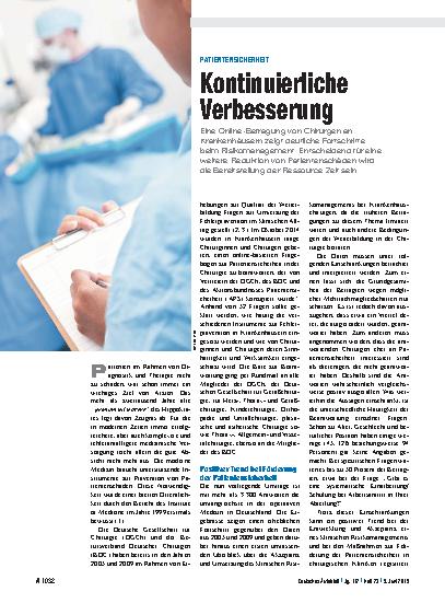 Vorschauseite 1: Patientensicherheit: Kontinuierliche Verbesserung