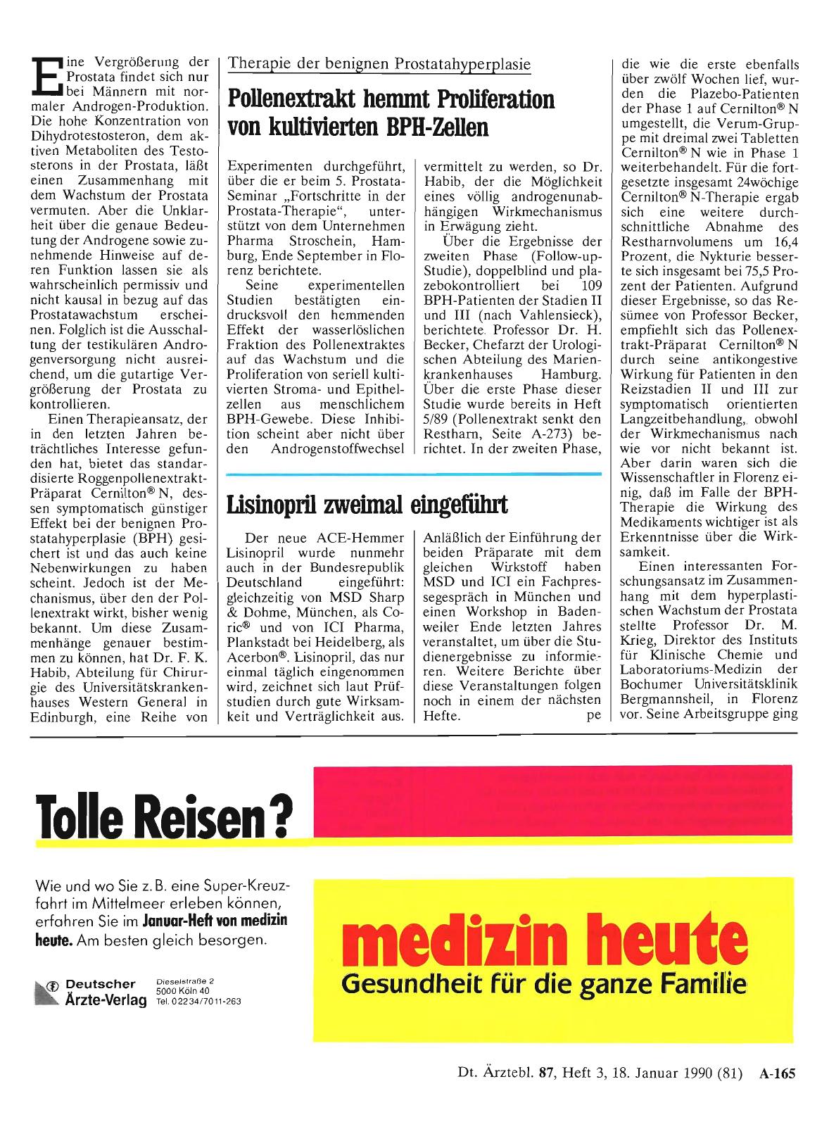 Vorschauseite 1: Therapie der benignen Prostatahyperplasie: Pollenextrakt hemmt Proliferation von kultivierten BPH-Zellen