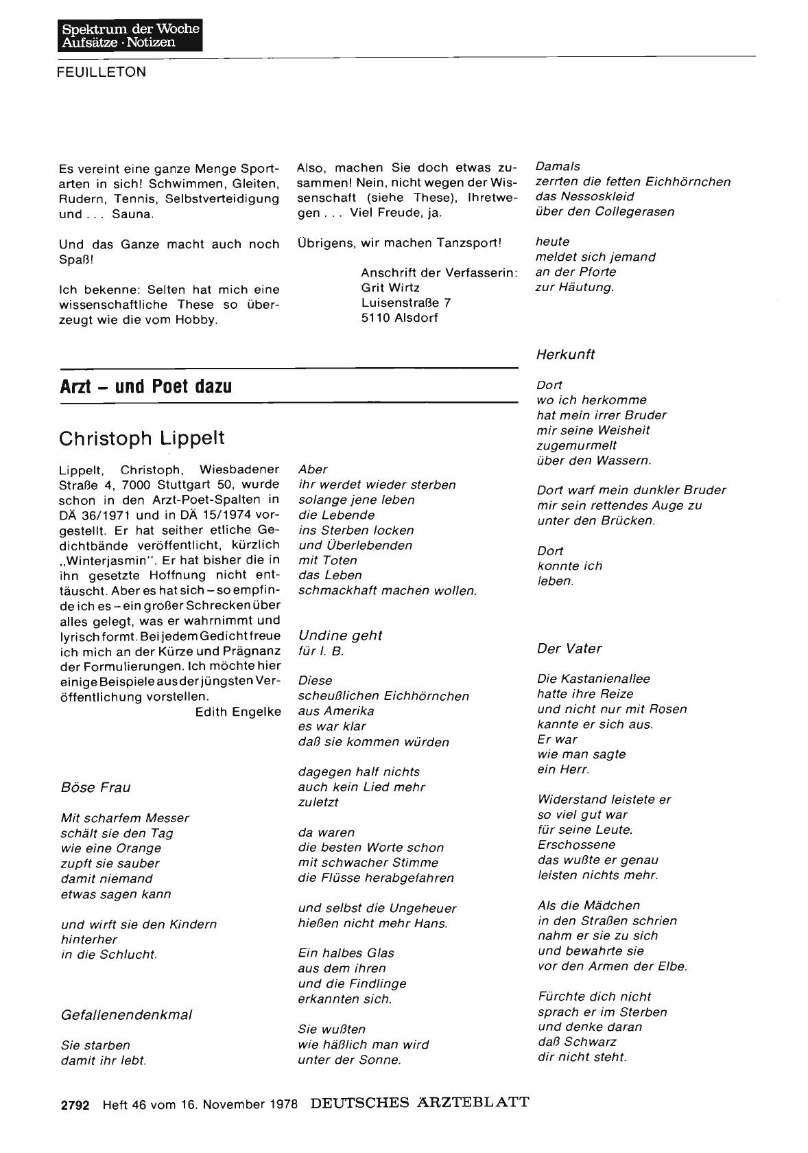 Vorschauseite 1: Arzt — und Poet dazu: Christoph Lippelt