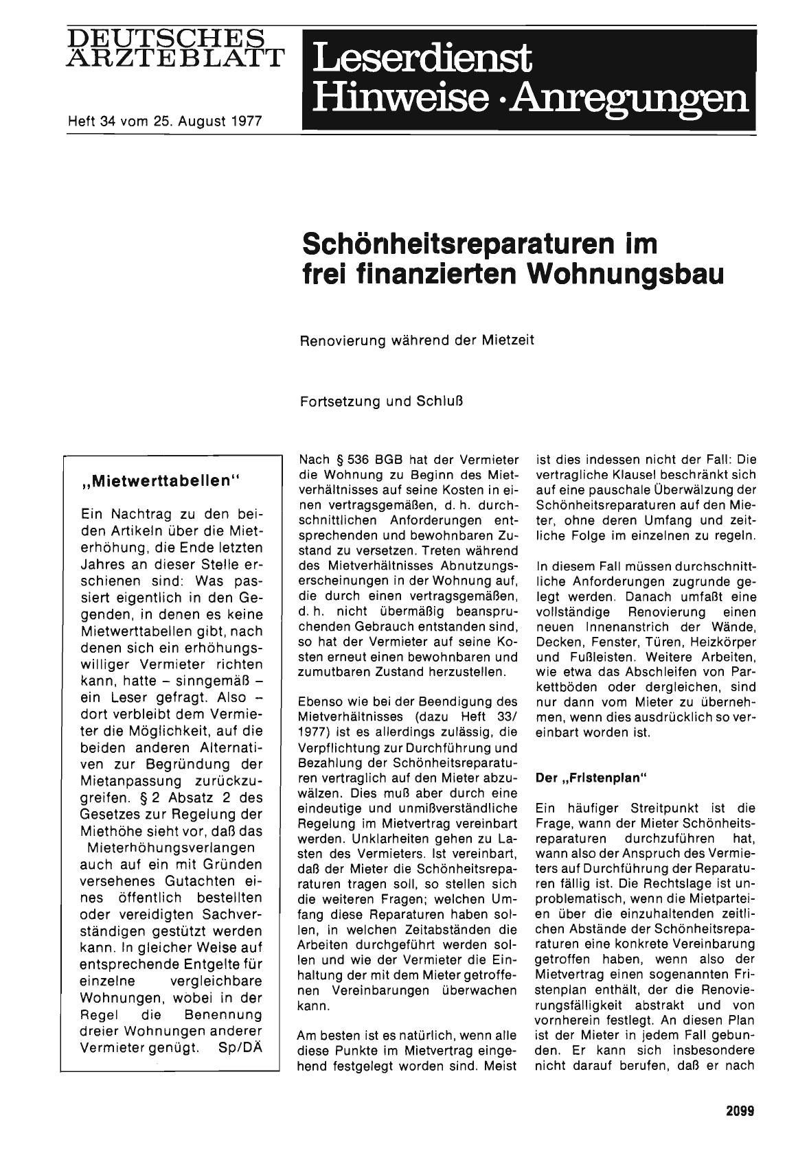 Vorschauseite 1: Schönheitsreparaturen im frei finanzierten Wohnungsbau: Renovierung während der Mietzeit