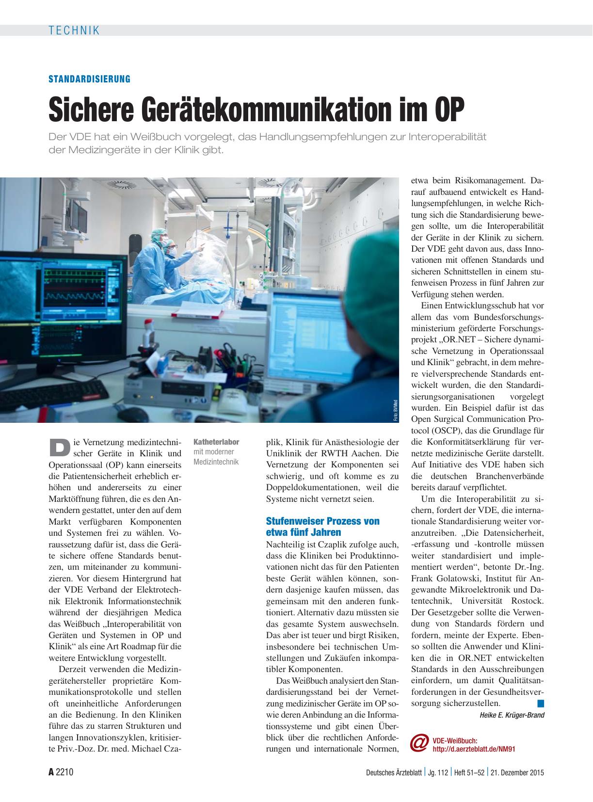 Vorschauseite 1: Standardisierung: Sichere Gerätekommunikation im OP