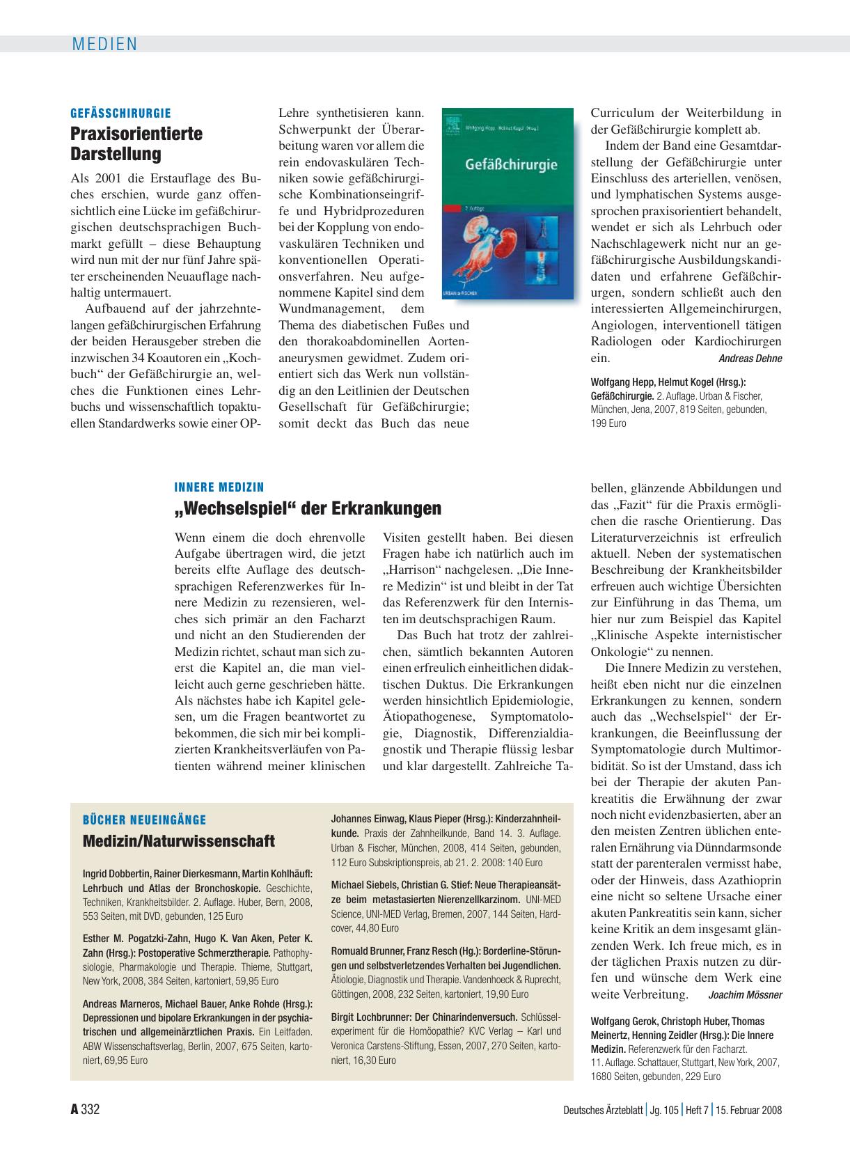 Vorschauseite 1: Bücher Neueingänge: Medizin/Naturwissenschaft