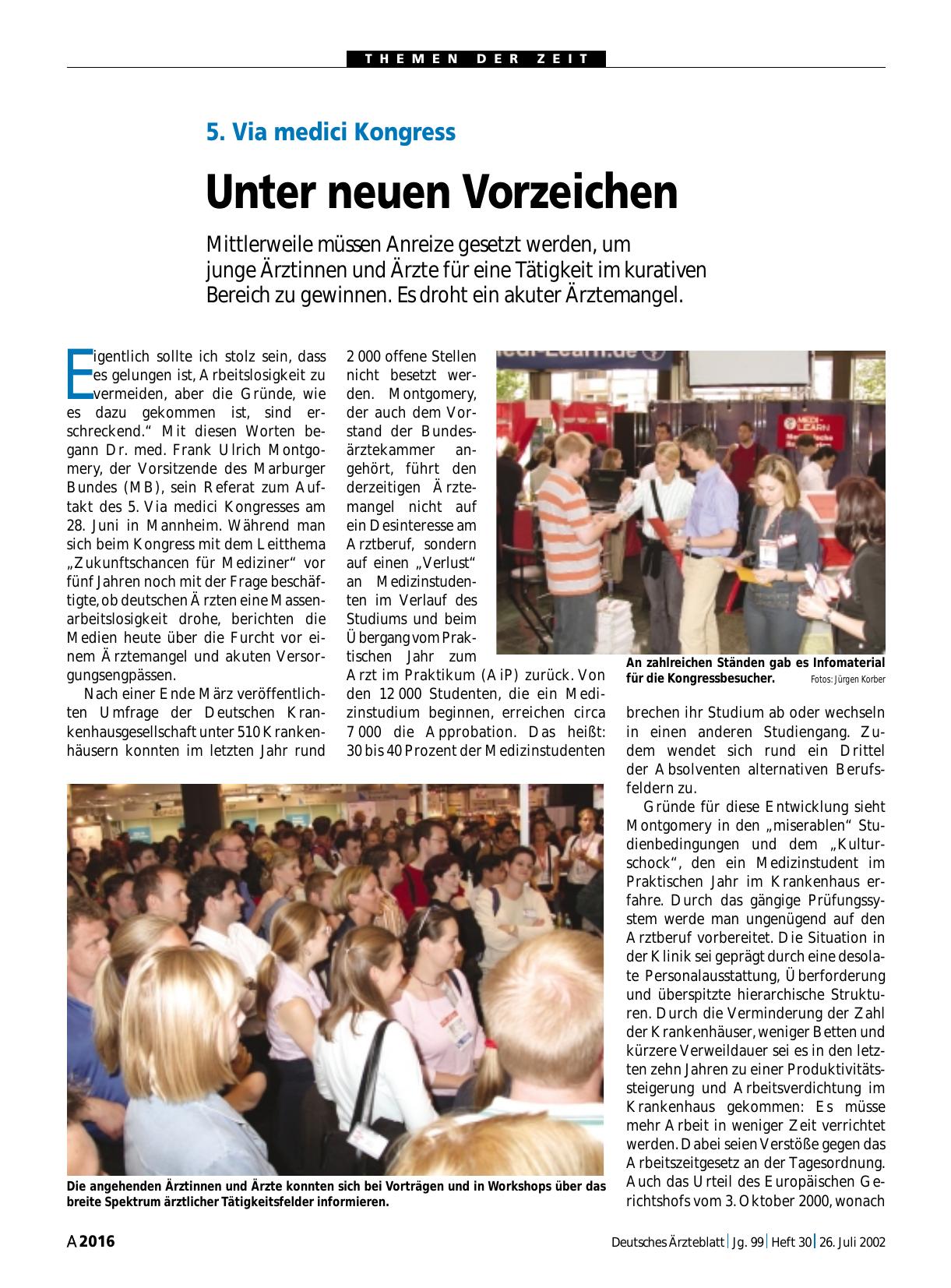 Vorschauseite 1: 5. Via medici Kongress: Unter neuen Vorzeichen