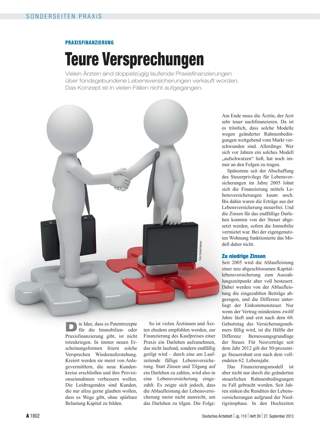 Vorschauseite 1: Praxisfinanzierung: Teure Versprechungen