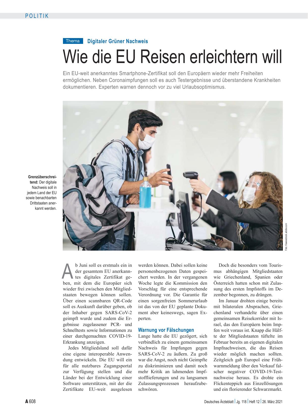 Vorschauseite 1: Digitaler Grüner Nachweis: Wie die EU Reisen erleichtern will