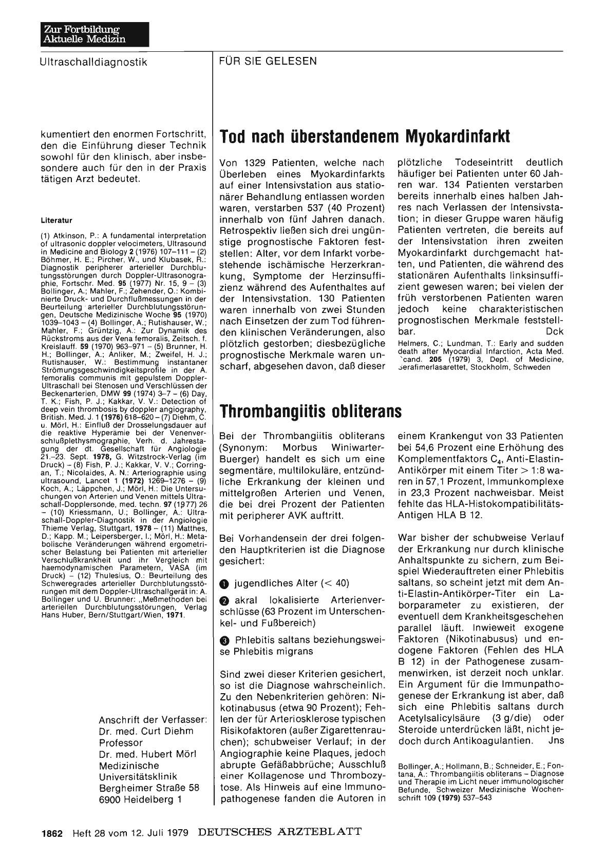 Vorschauseite 1: Thrombangiitis obliterans