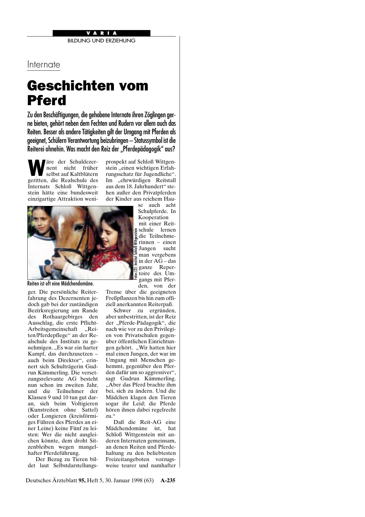 Vorschauseite 1: Internate: Geschichten vom Pferd
