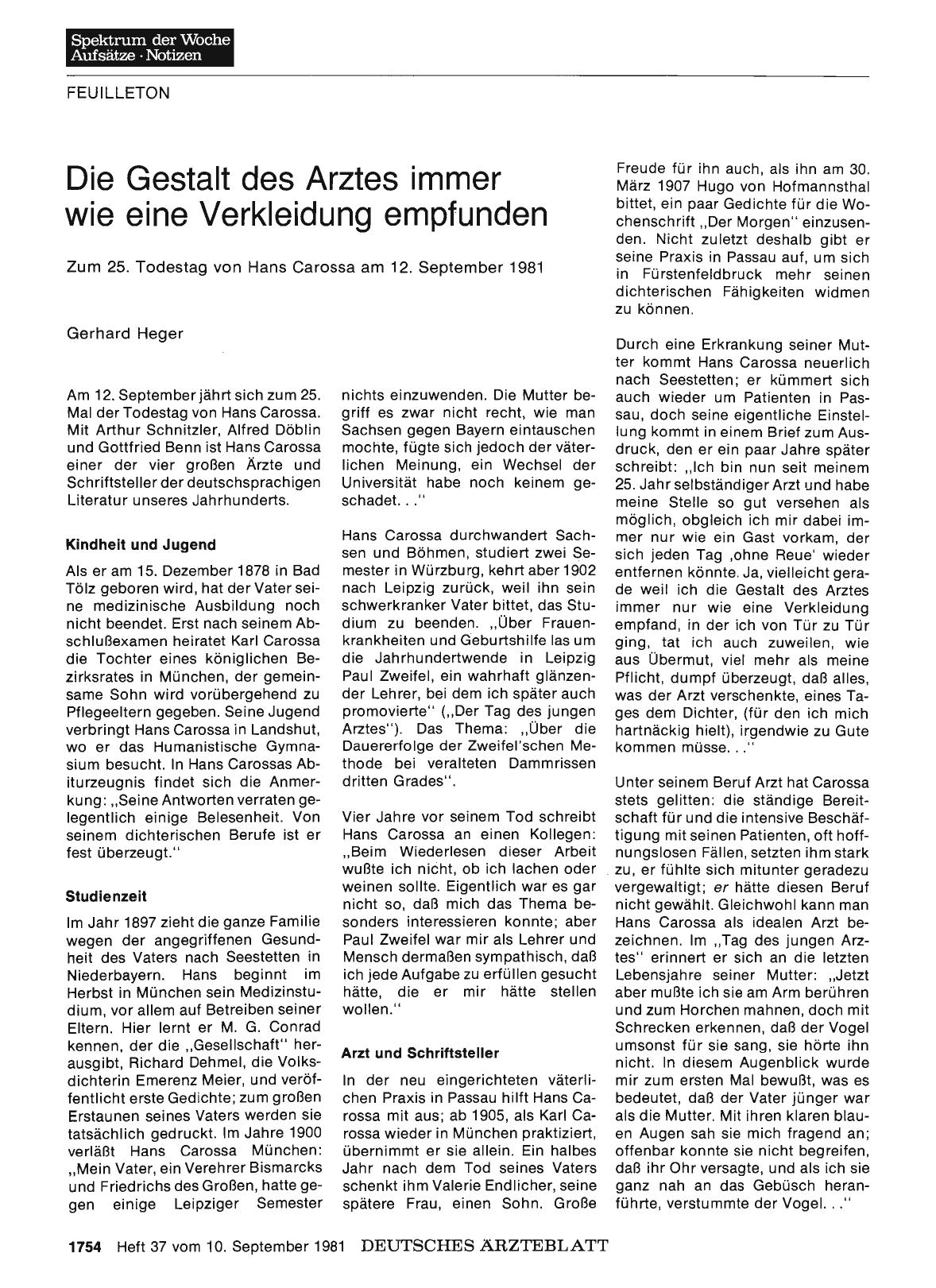Vorschauseite 1: Die Gestalt des Arztes immer wie eine Verkleidung empfunden