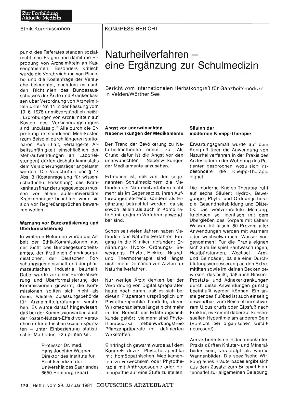 Vorschauseite 1: Naturheilverfahren — eine Ergänzung zur Schulmedizin