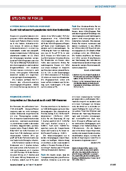 Vorschauseite 1: Rheumatoide Arthritis: Ansprechen auf Sirukumab auch nach TNF-Hemmern