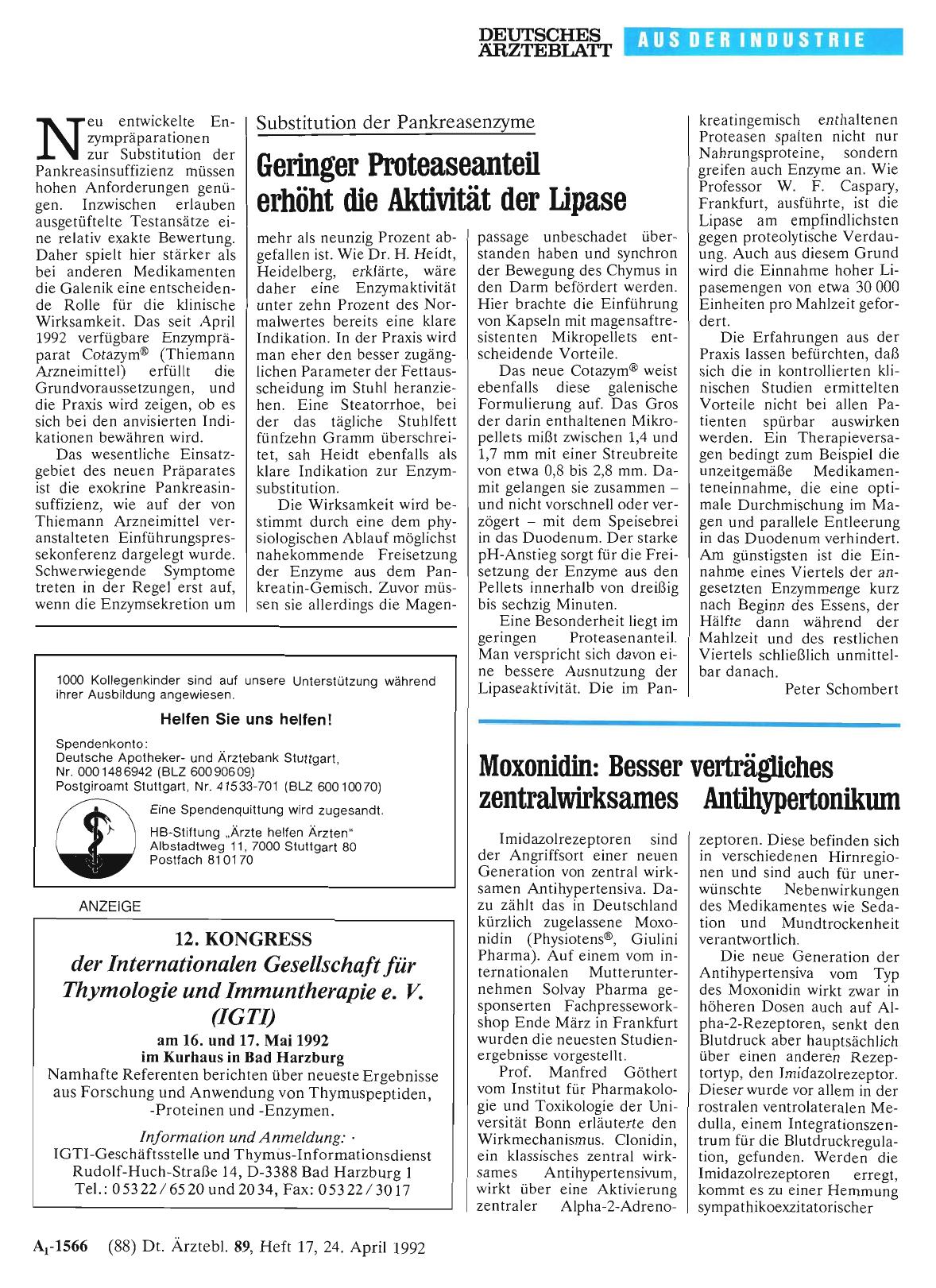 Vorschauseite 1: Moxonidin: Besser verträgliches zentralwirksames Antihypertonikum