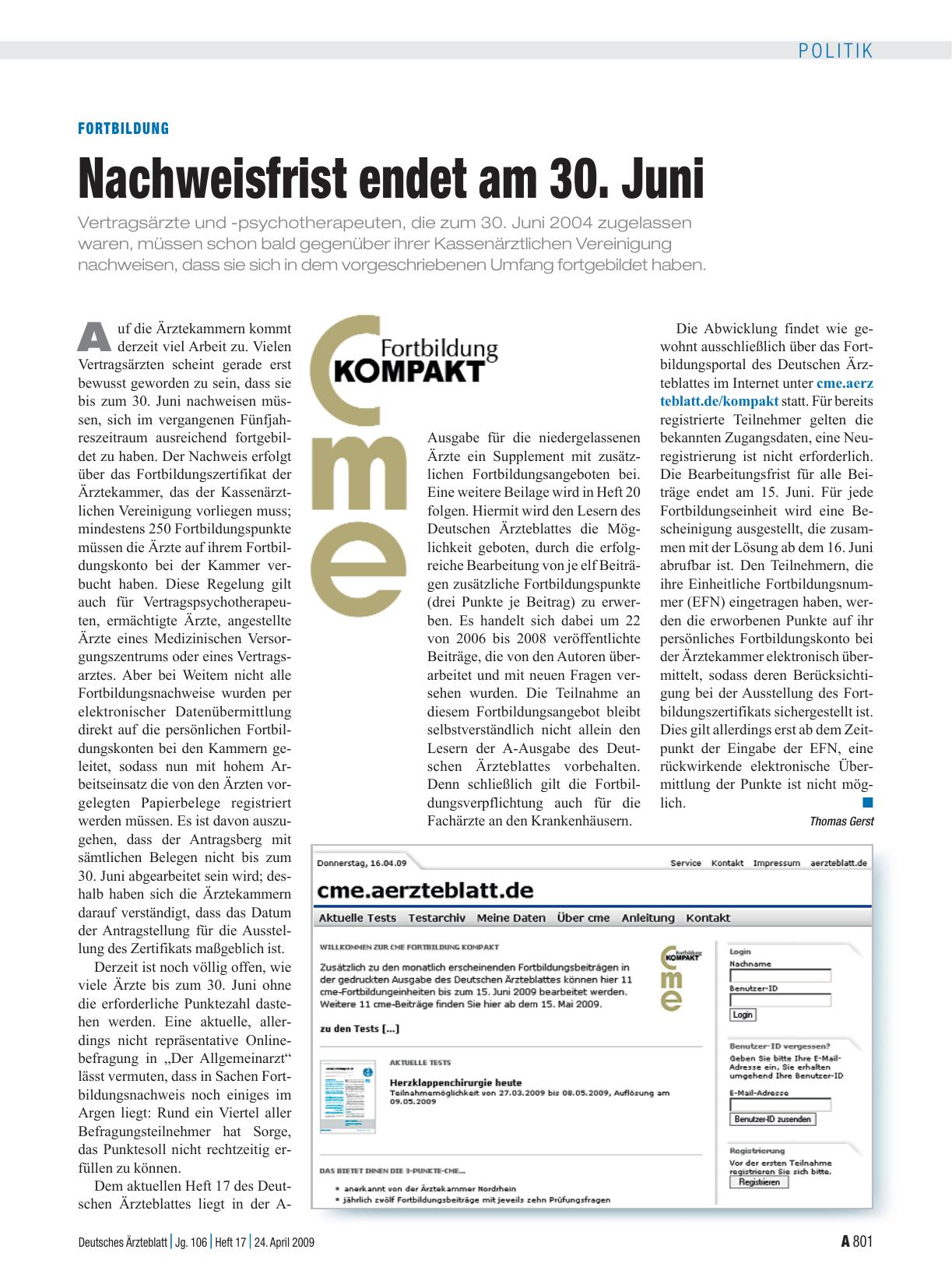 Vorschauseite 1: Fortbildung: Nachweisfrist endet am 30. Juni