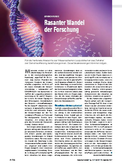 Vorschauseite 1: Genomchirurgie: Rasanter Wandel der Forschung