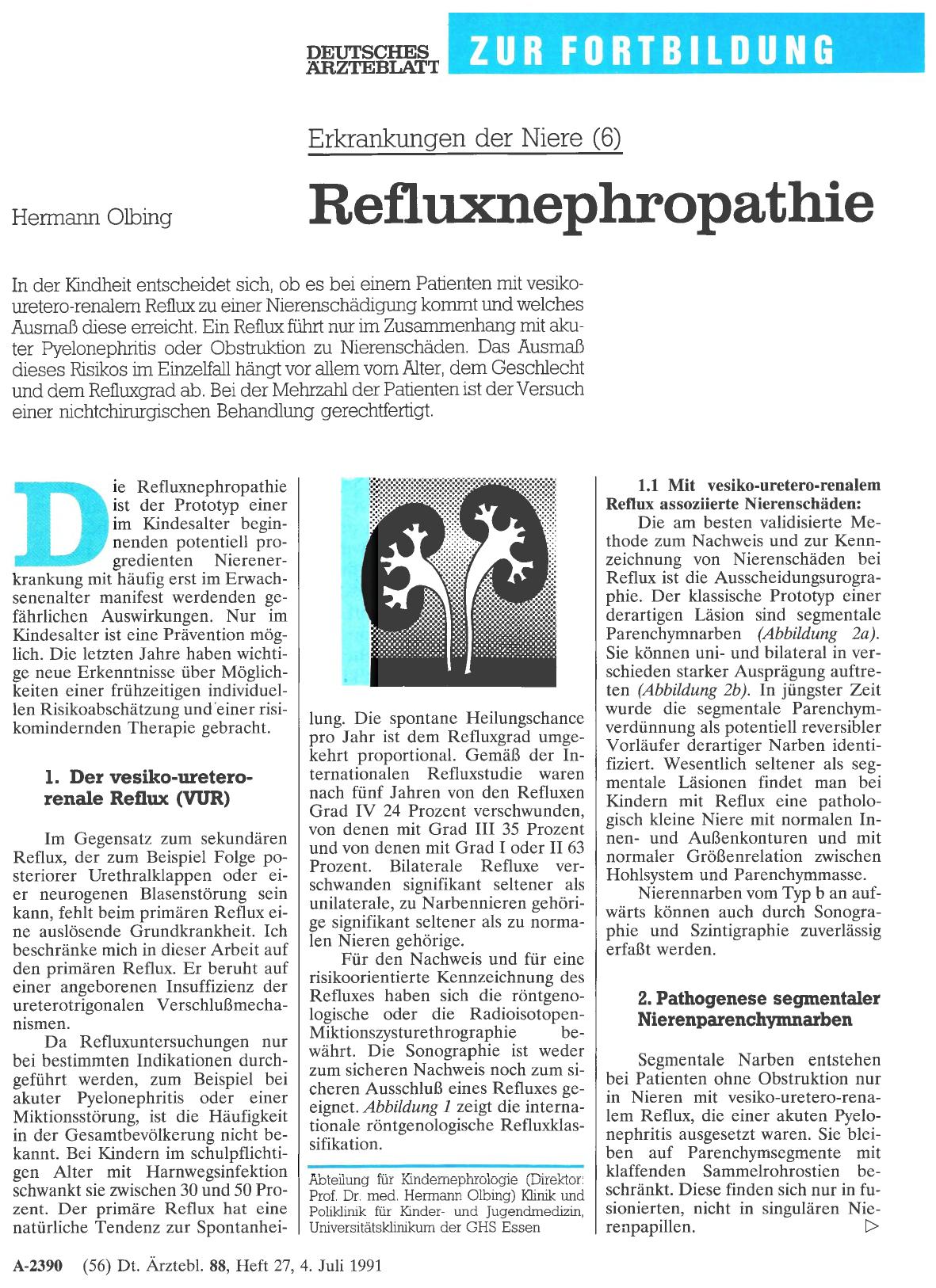 Vorschauseite 1: Erkrankungen der Niere (6): Refluxnephropathie