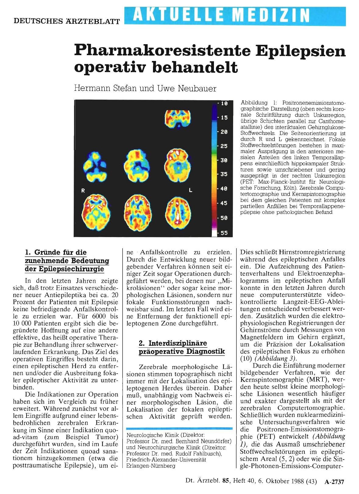 Vorschauseite 1: Pharmakoresistente Epilepsien operativ behandelt