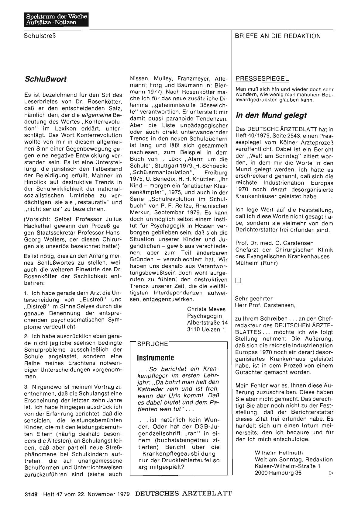 Vorschauseite 1: Schulstreß und die Folgen: Schlußwort