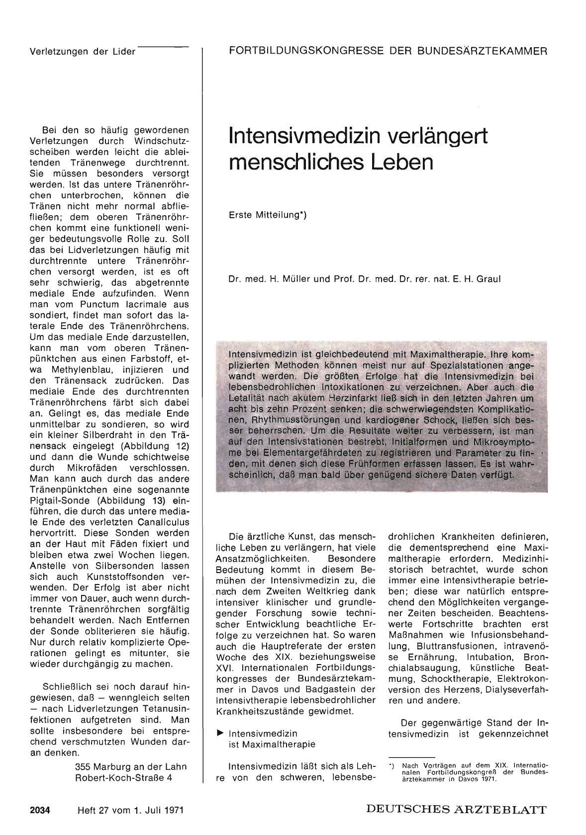 Vorschauseite 1: Intensivmedizin verlängert menschliches Leben: Erste Mitteilung