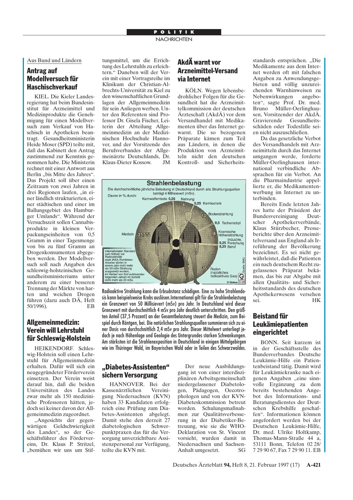 Vorschauseite 1: Beistand für Leukämiepatienten eingerichtet