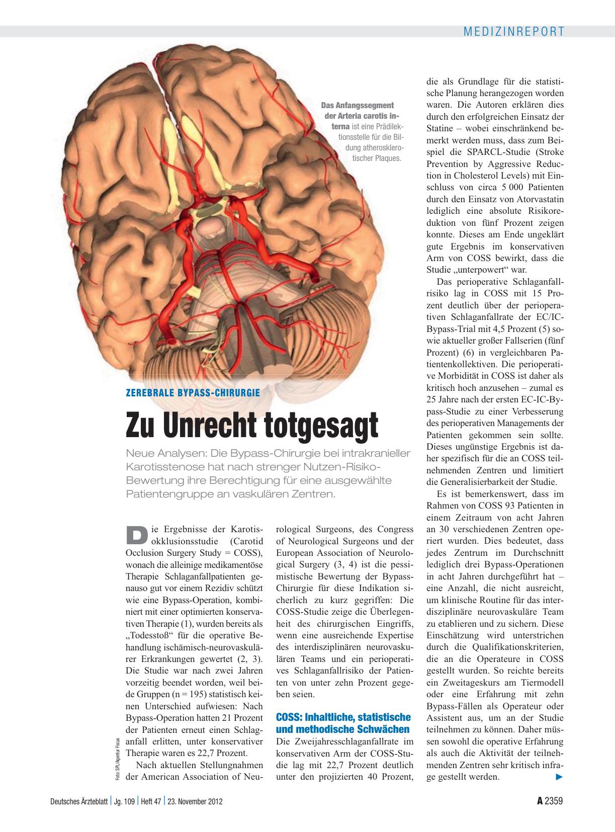 Vorschauseite 1: Zerebrale Bypass-Chirurgie: Zu Unrecht totgesagt