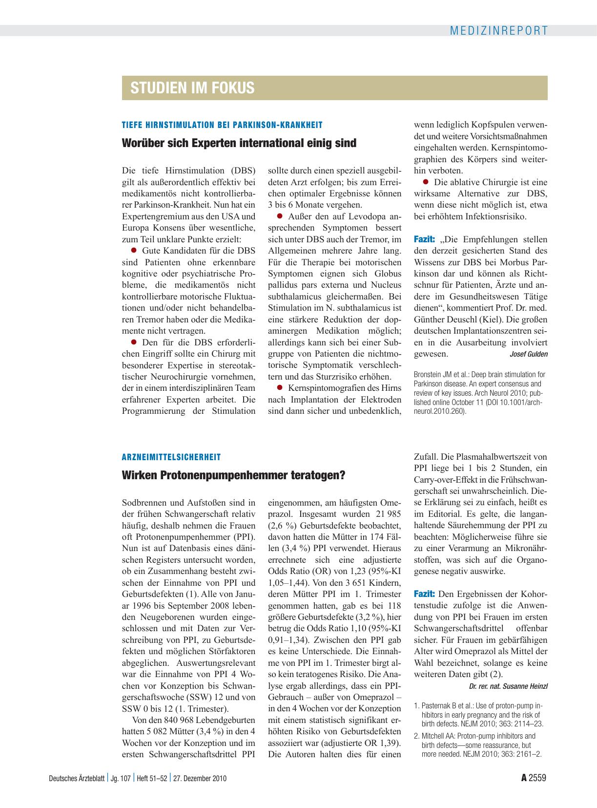 Vorschauseite 1: Tiefe Hirnstimulation bei Parkinson-Krankheit: Worüber sich Experten international einig sind