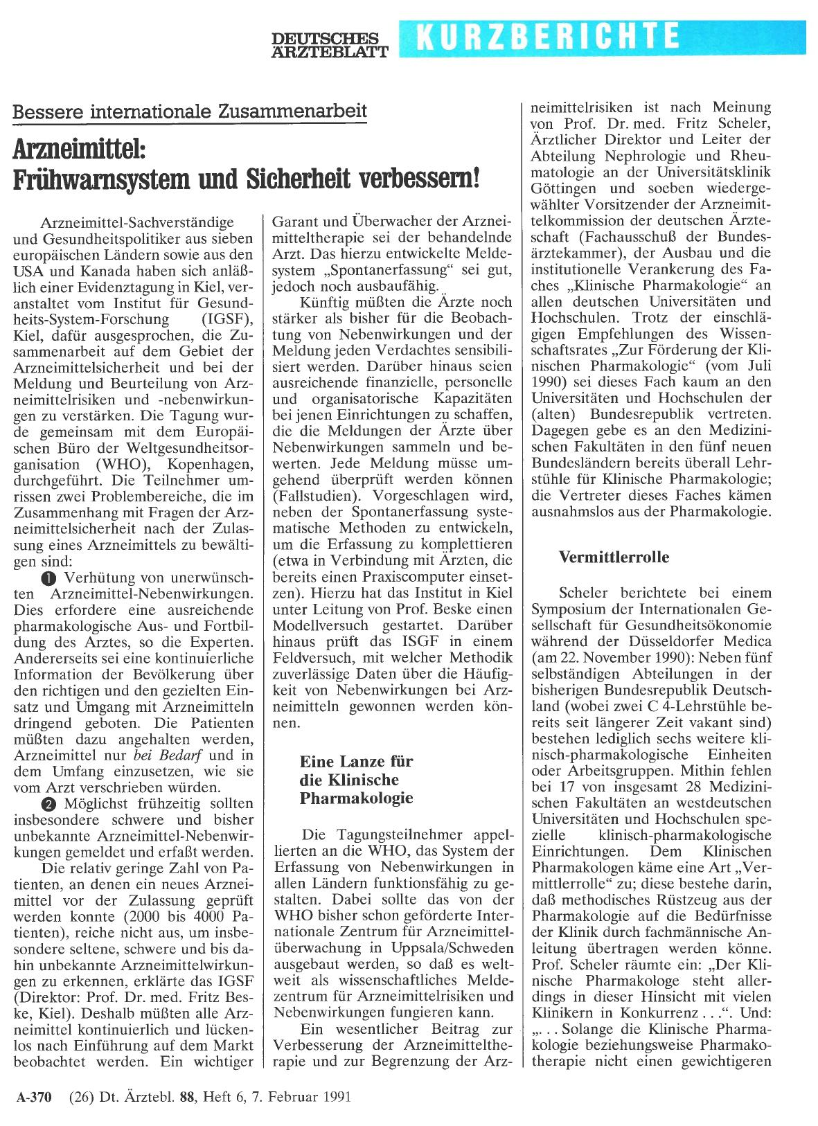 Vorschauseite 1: Bessere internationale Zusammenarbeit: Arzneimittel: Frühwarnsystem und Sicherheit verbessern!