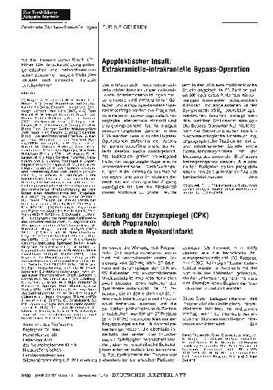 Vorschauseite 1: Apoplektischer Insult: Extrakranielle-intrakranielle Bypass-Operation