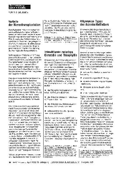 Vorschauseite 1: Allgemeine Typen des Arzneimittelfiebers
