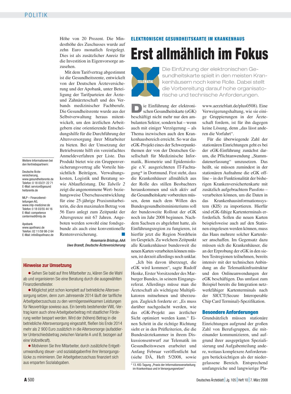 Vorschauseite 1: Elektronische Gesundheitskarte im Krankenhaus: Erst allmählich im Fokus