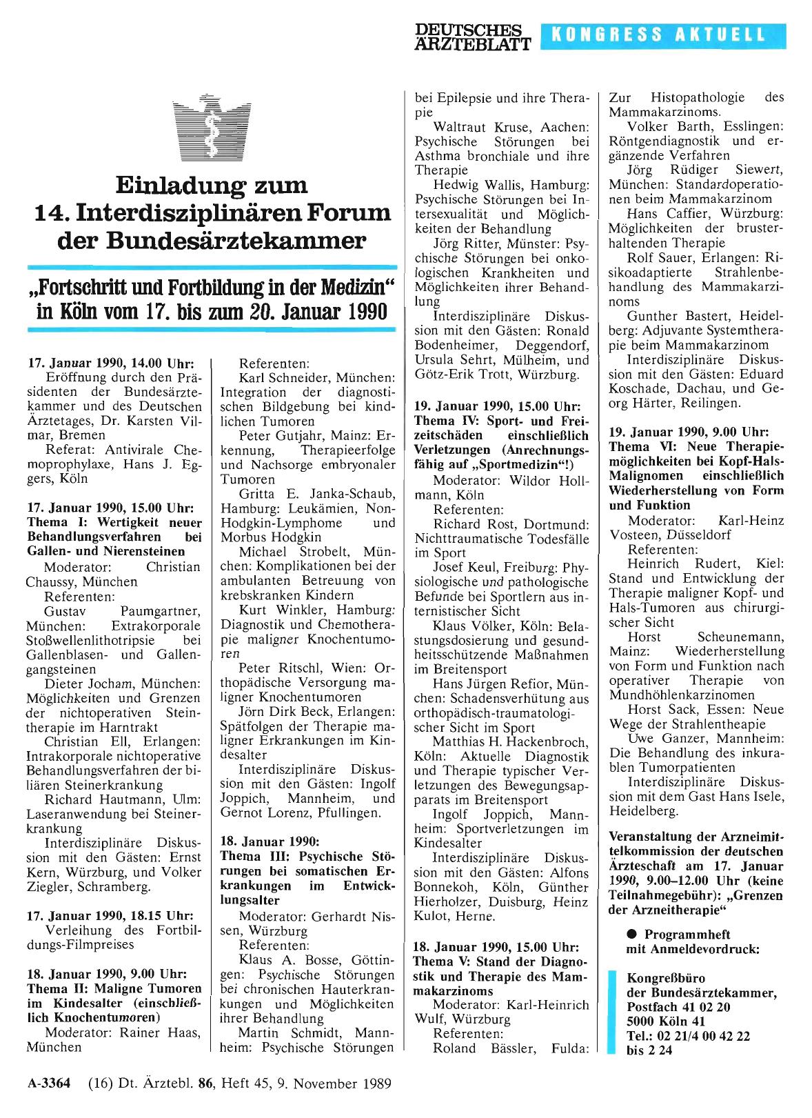 Vorschauseite 1: Einladung zum 14. Interdisziplinären Forum der Bundesärztekammer