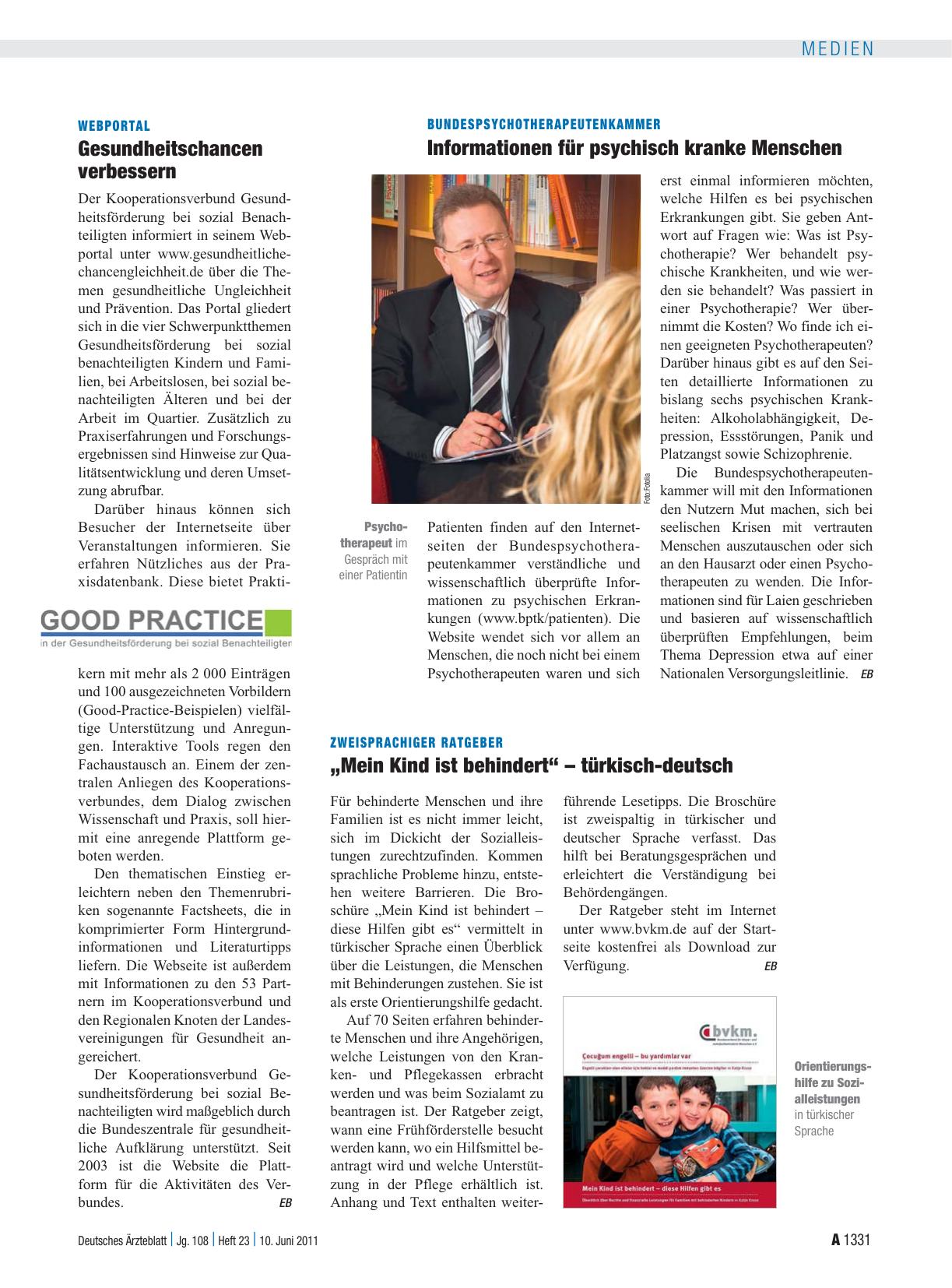 Vorschauseite 1: Webportal: Gesundheitschancen verbessern