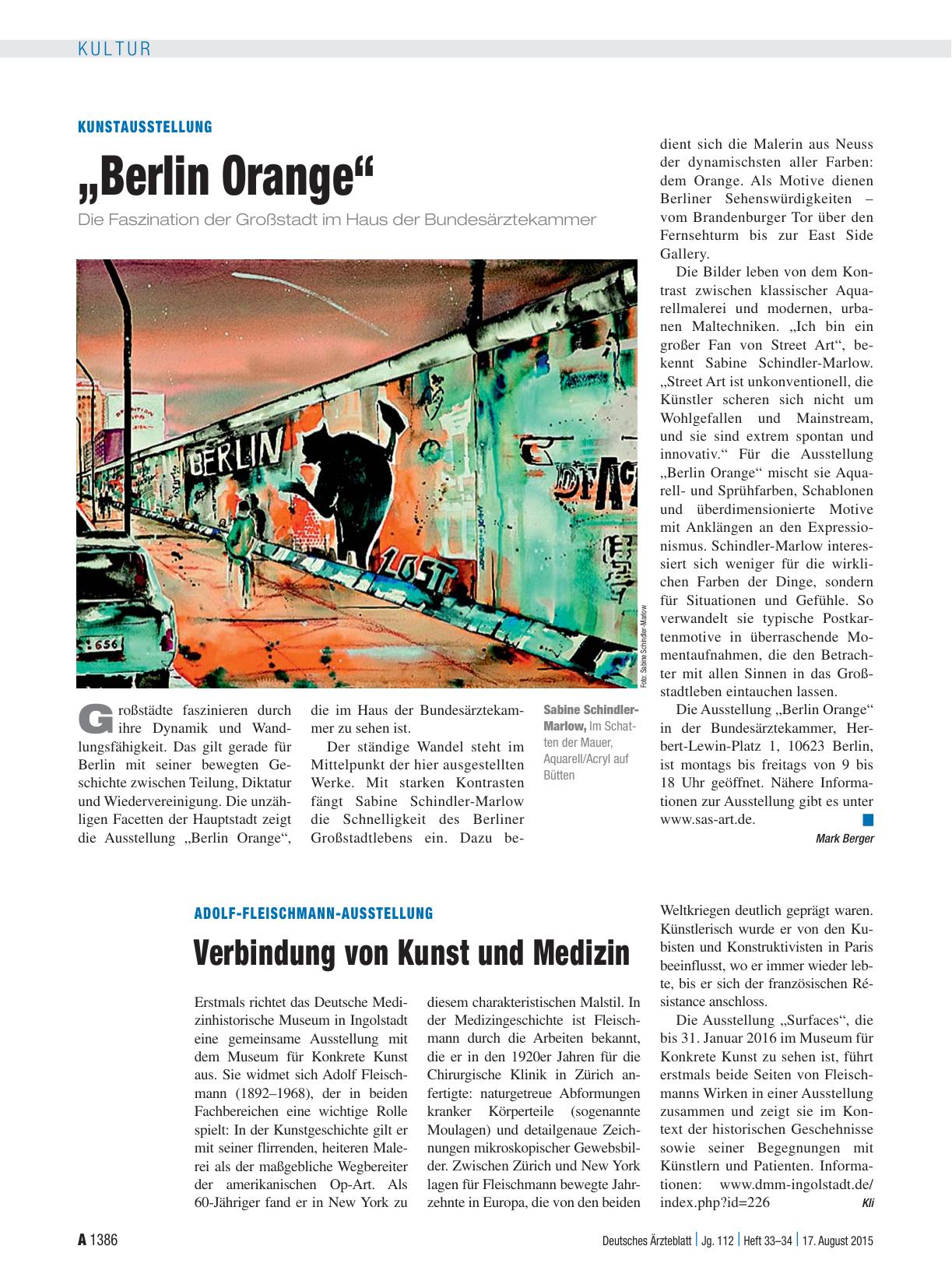 Vorschauseite 1: Adolf-Fleischmann-Ausstellung: Verbindung von Kunst und Medizin