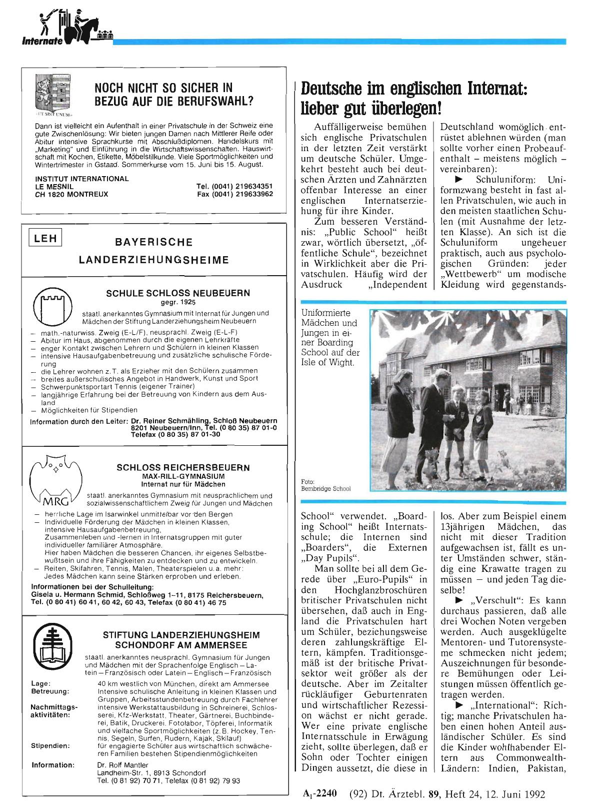Vorschauseite 1: Deutsche im englischen Internat: lieber gut überlegen!