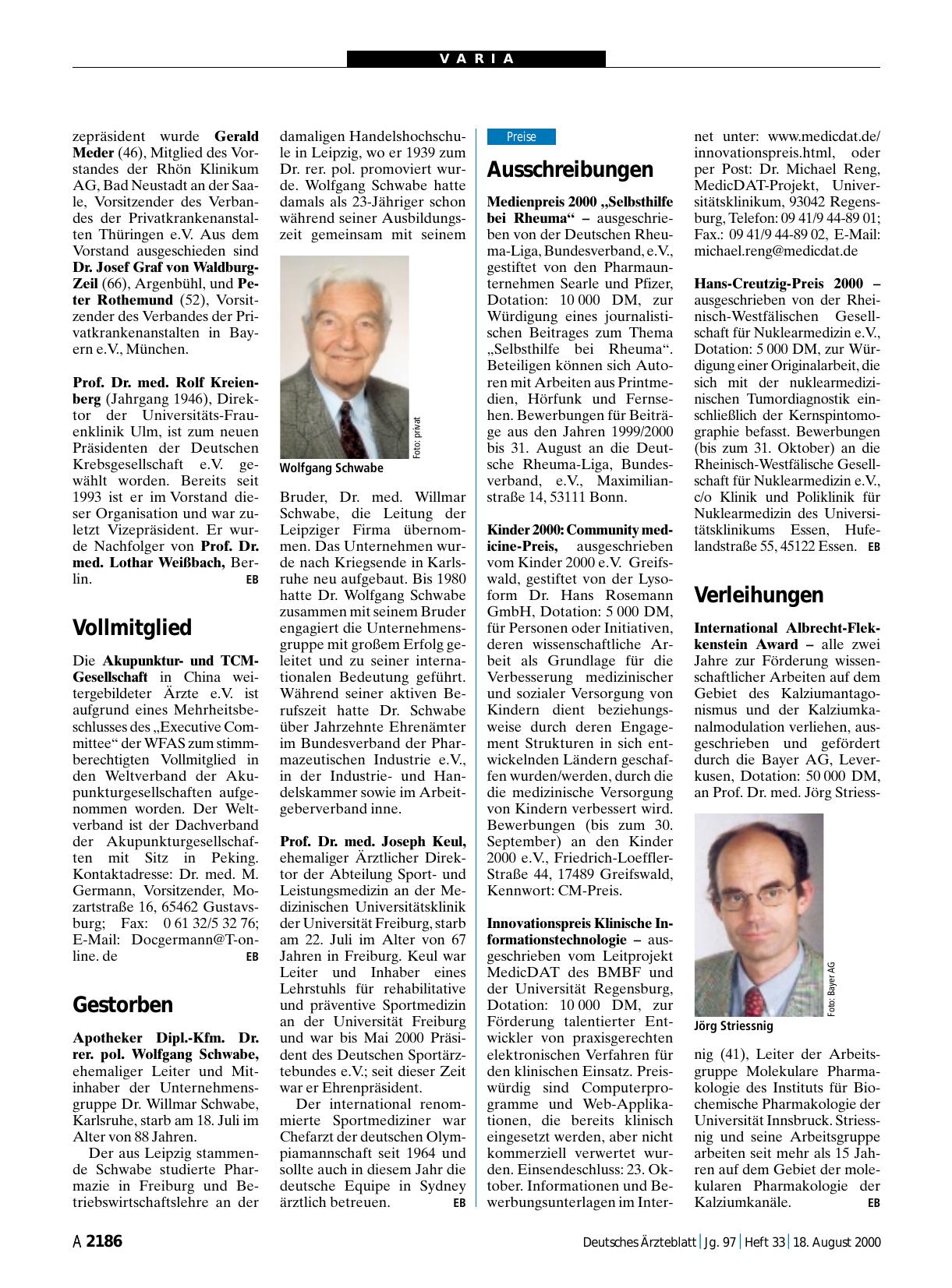 Vorschauseite 1: Ausschreibungen