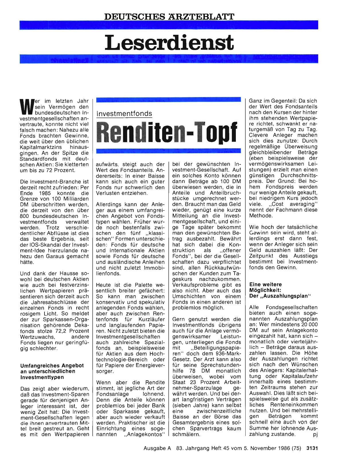 Vorschauseite 1: Investmentfonds: Renditen-Topf
