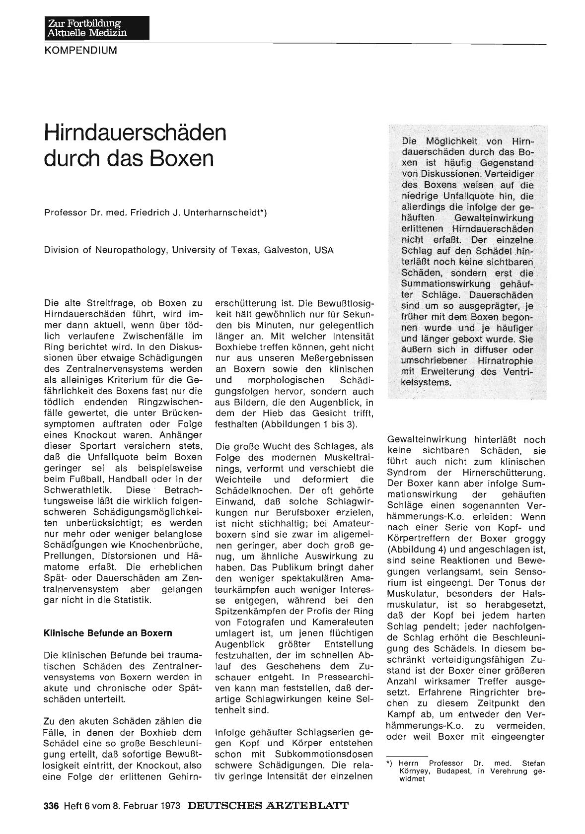 Vorschauseite 1: Hirndauerschäden durch das Boxen