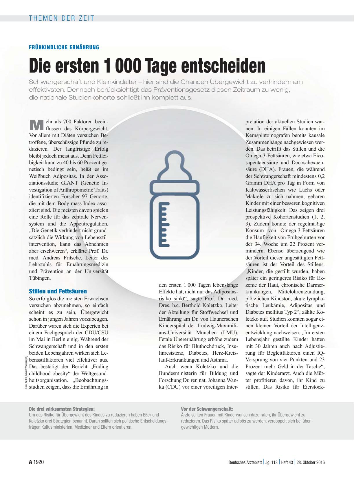 Vorschauseite 1: Frühkindliche Ernährung: Die ersten 1000 Tage entscheiden