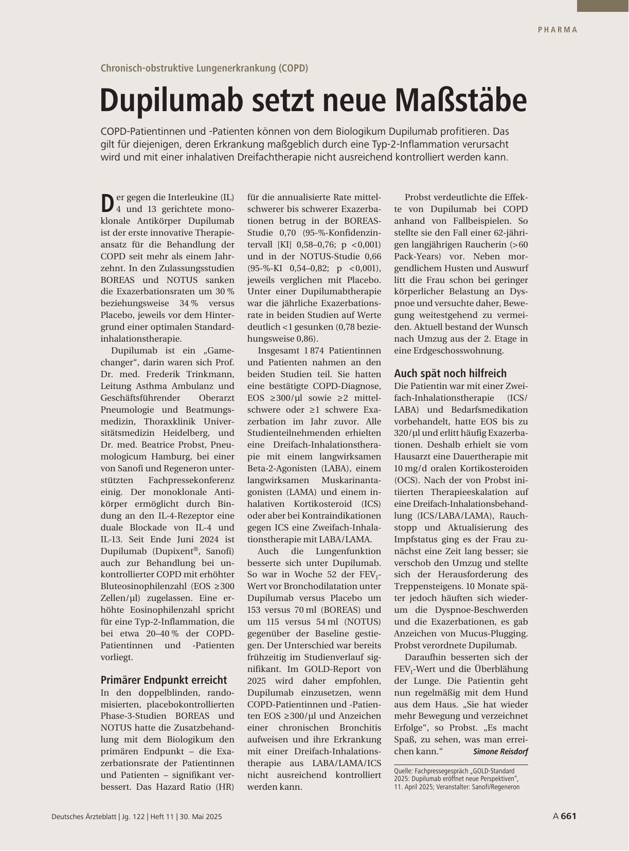 Vorschauseite 1: Chronisch-obstruktive Lungenerkrankung (COPD): Dupilumab setzt neue Maßstäbe