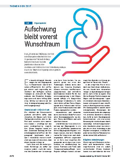 Vorschauseite 1: Organspende: Aufschwung bleibt vorerst Wunschtraum